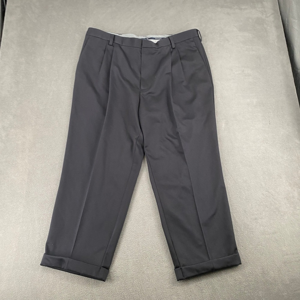 Dockers Mens Pleated Cuffed Chino Pants Black 100% Cotton 40x32 6809